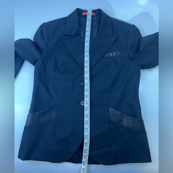 Alice & Olivia Black Leather Trim Blazer Jacket N236-14 - Picture 10 of 10